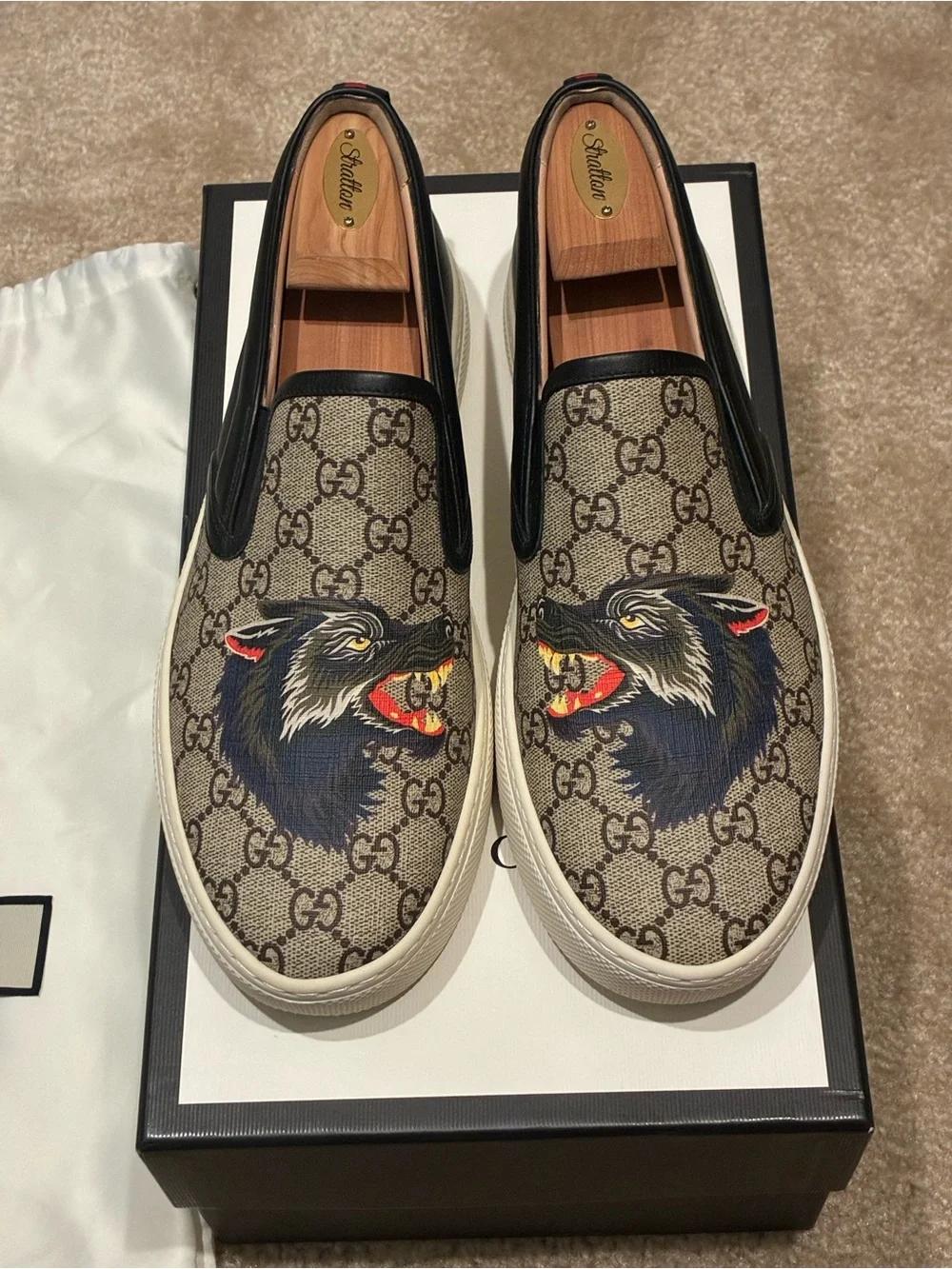 Gucci Dublin Supreme Wolf Slip-On Sneakers & Slides US9.5 EU43.5